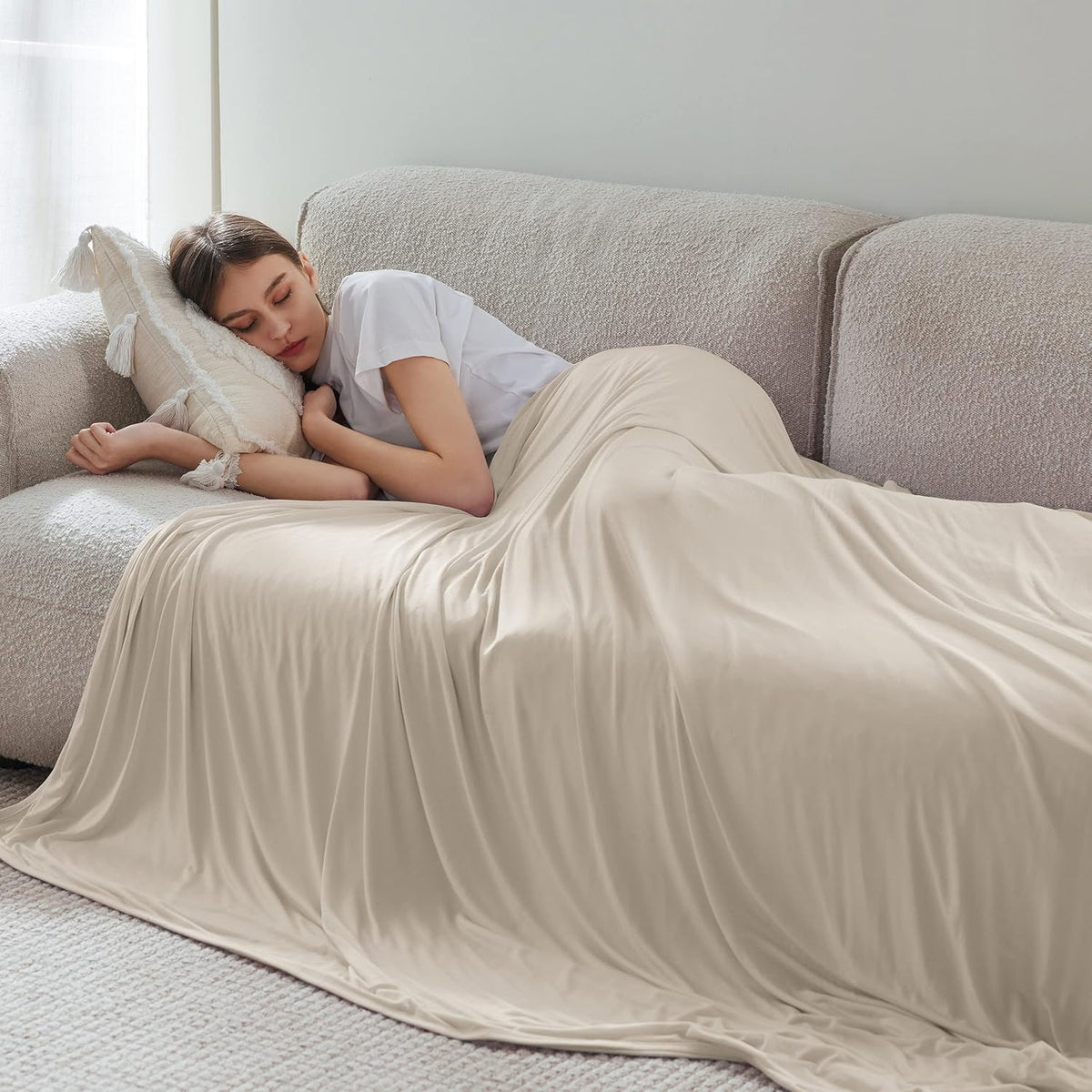 Cozy Comfort bambus-kølende plaid - let, temperaturregulerende