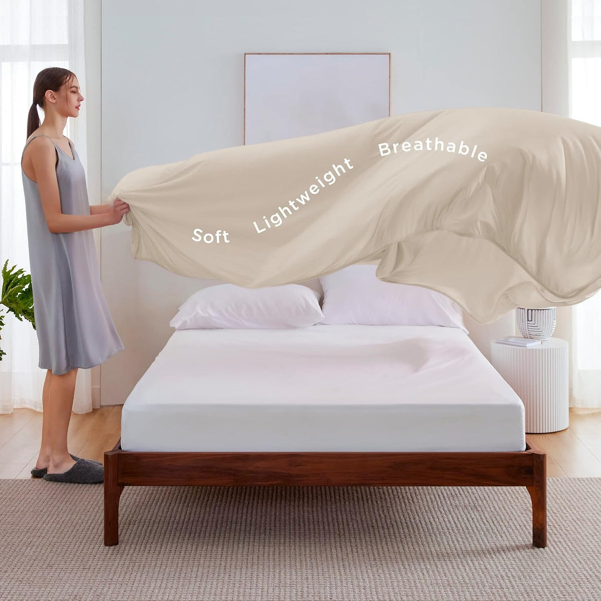 Cozy Comfort bambus-kølende plaid - let, temperaturregulerende