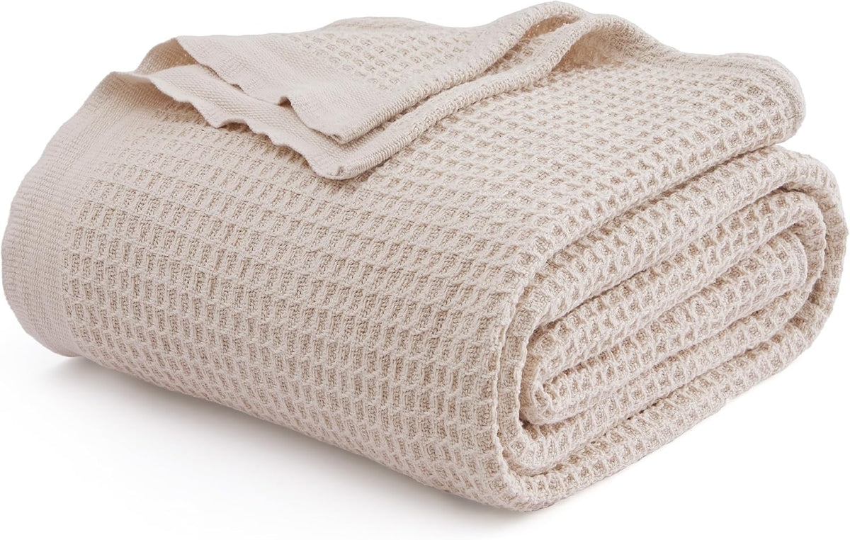 Waffelpiqué-Decke aus 100 % Baumwolle von Cozy Haven in Queensize — weiche, atmungsaktive, offen gewebte Struktur