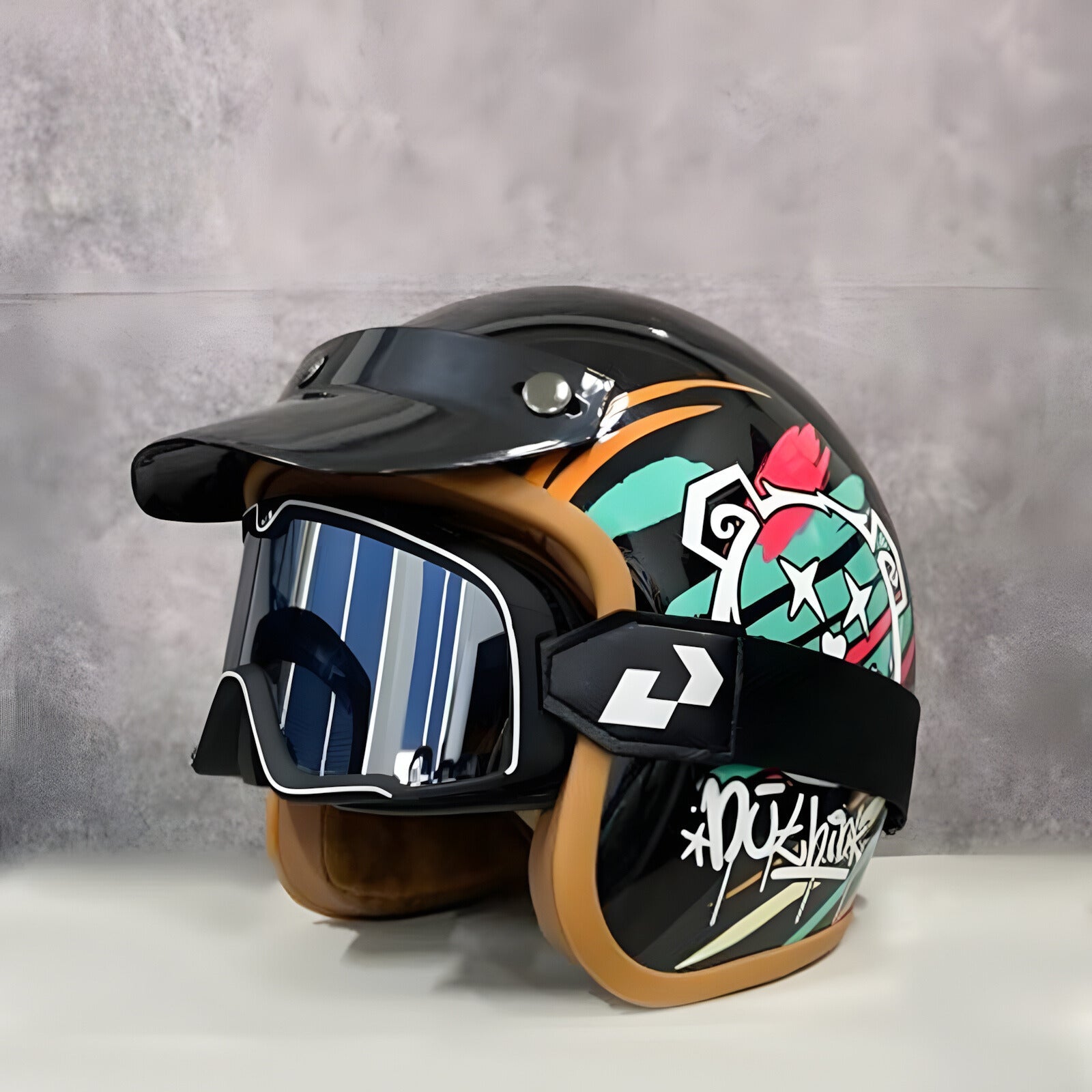 NOSPEAK Retro Motorcycle Helmet + 1 Goggles free - Meowbutter