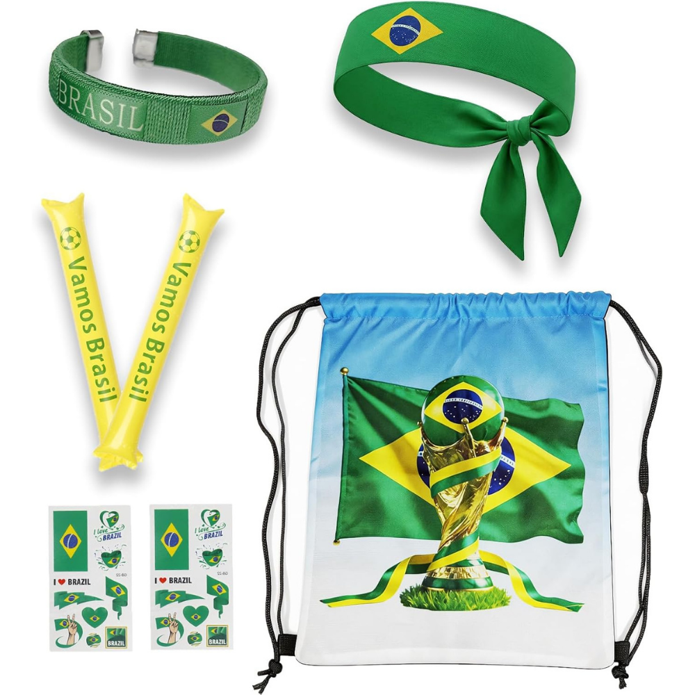 Brazil zászlós világbajnoki szurkolói készlet - címer, színek és szurkolói kellékek csomagja