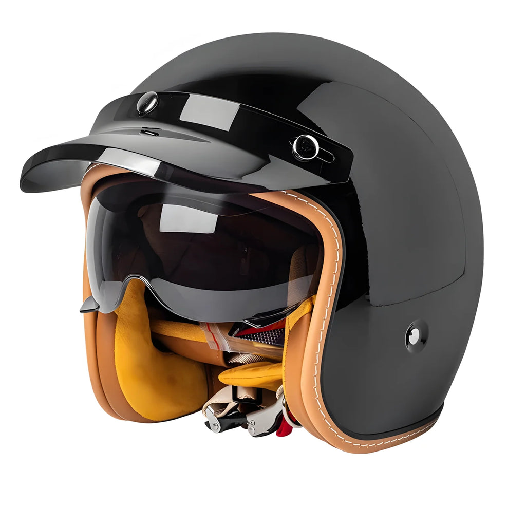 The Street King - Vintage Open Face Helmet - DOT & ECE Approved - Meowbutter