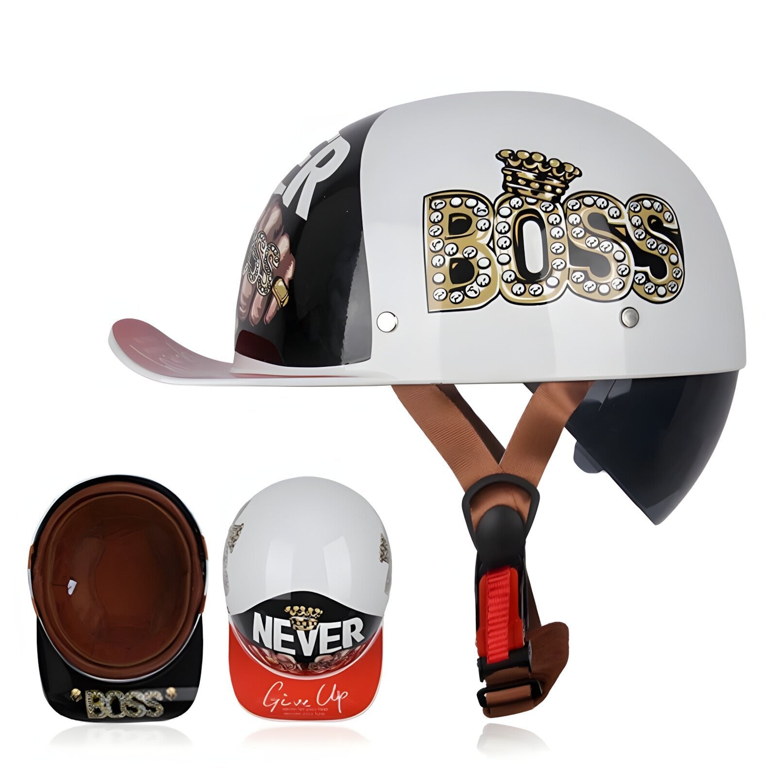 Boss Vintage Half Motorcycle Helmet | meowbutter
