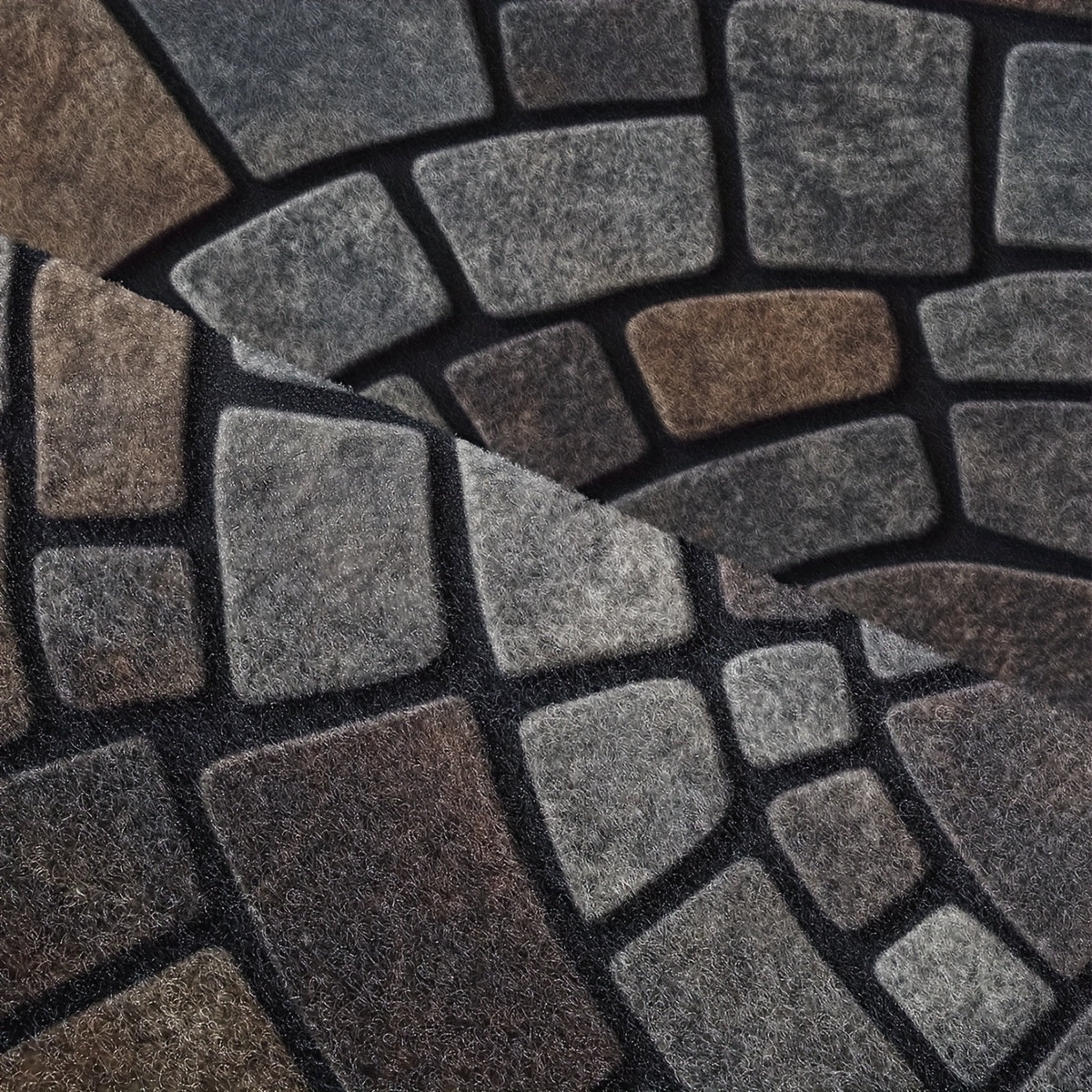 Půlkruhová mozaiková vstupní rohož — protiskluzová oblázková textura