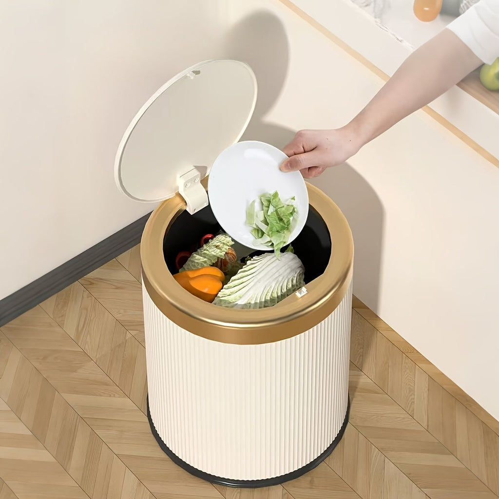 Luxury Oval Trash Can | Press-Top Waste Bin with Dual Inner Bucket | Meowbutter