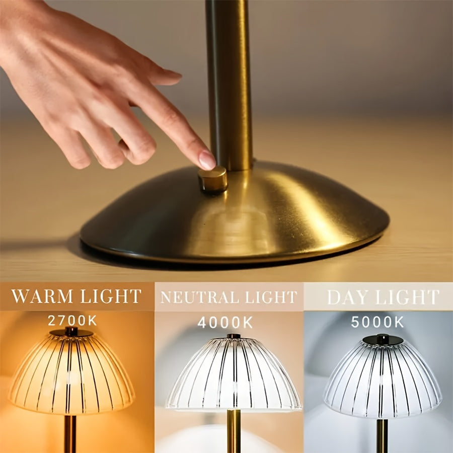 Stolní lampa Golden Touch s nabíjením přes USB — křišťálové stínidlo aktivované dotykem