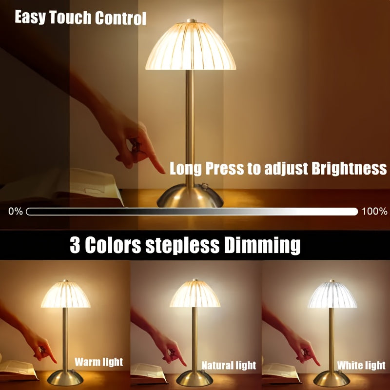 Stolní lampa Golden Touch s nabíjením přes USB — křišťálové stínidlo aktivované dotykem