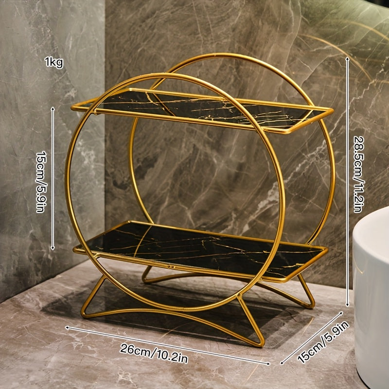 Organizer da bagno a due livelli con base a forma di orecchie di gatto | Elegante scaffale in metallo per cosmetici e prodotti per la cura della pelle | Meowbutter