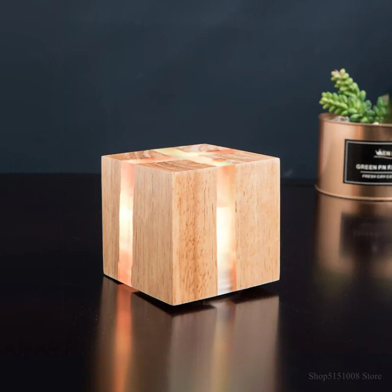 WoodAura Solid Wood Wall Light — Hand-Carved Frame, Embedded Resin Inlay