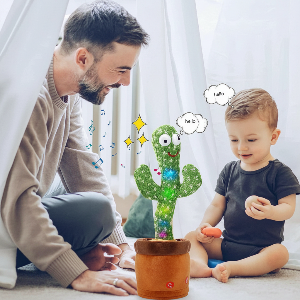Interactive Plush Cactus Doll — Button Activated Singing & Dancing Figure