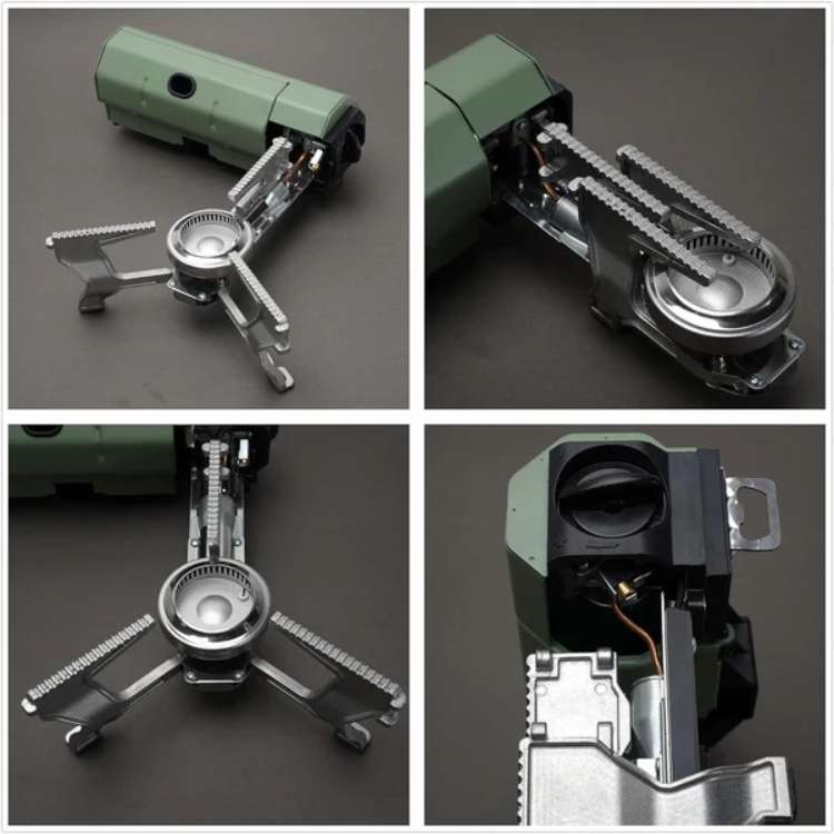 Camping Gas Burner - Windproof Fuel-Efficient - Compact Foldable - Army Green & Khaki | meowbutter