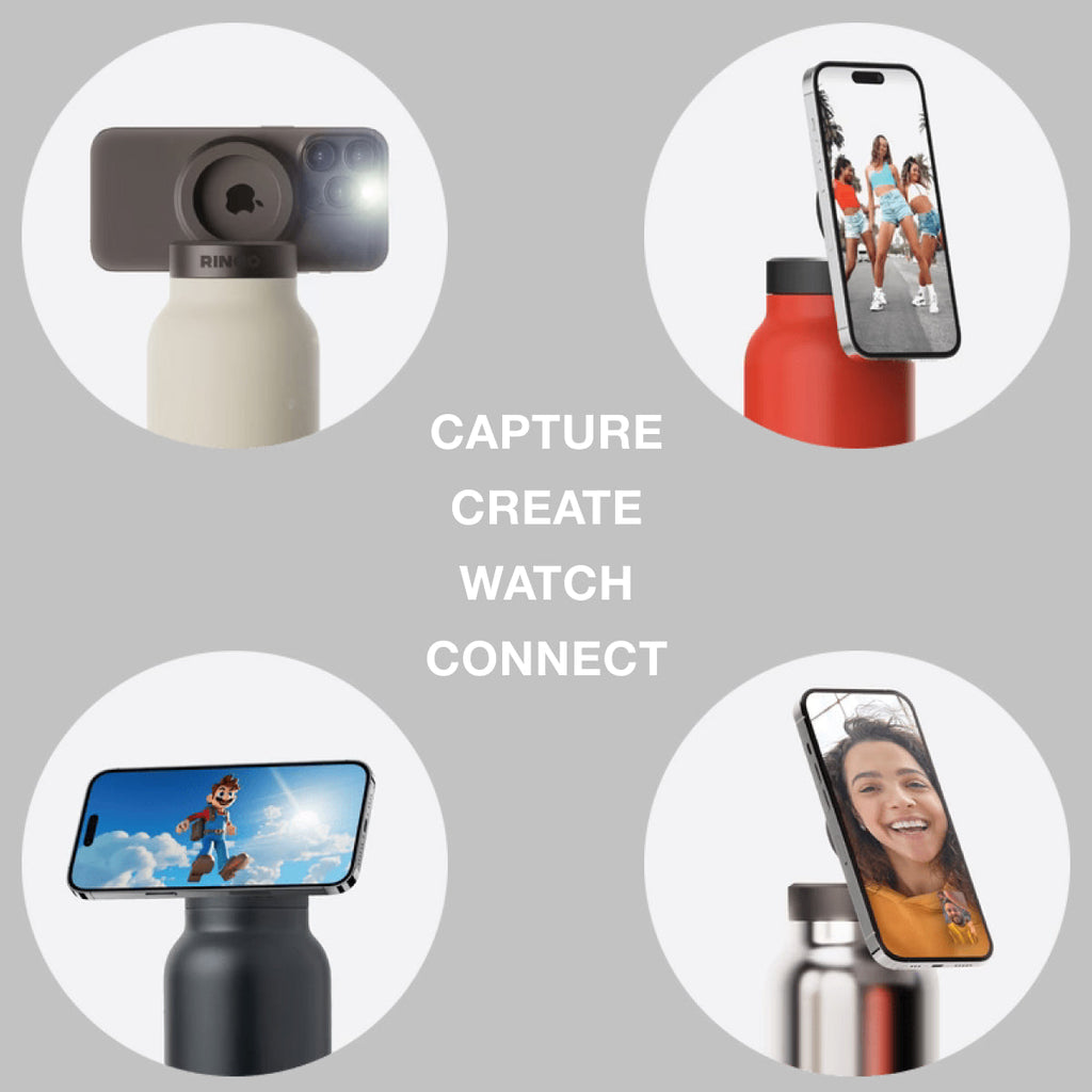 Water Bottle With Magnetic Lid And Phone Holder On The Go
