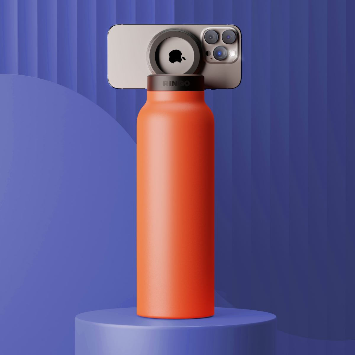 Water Bottle With Magnetic Lid And Phone Holder On The Go