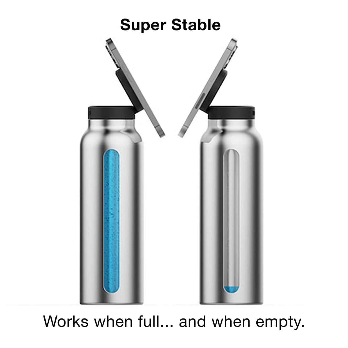 Water Bottle With Magnetic Lid And Phone Holder On The Go