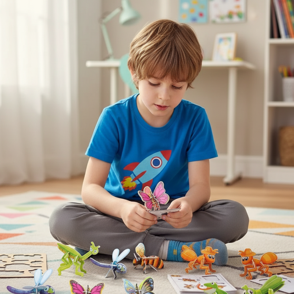 Kids 3D Animal Puzzle Set — Interlocking Wildlife Character Figures