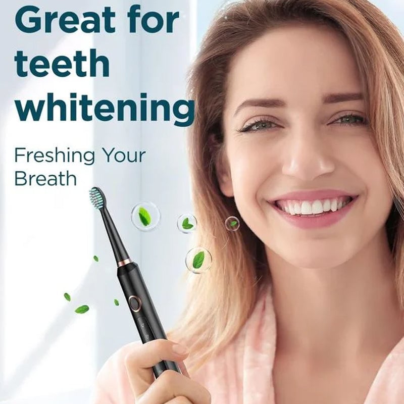 Sonic Electric Toothbrush - 4 Brush Heads & Storage Box - Rechargeable Adult Design | meowbutter