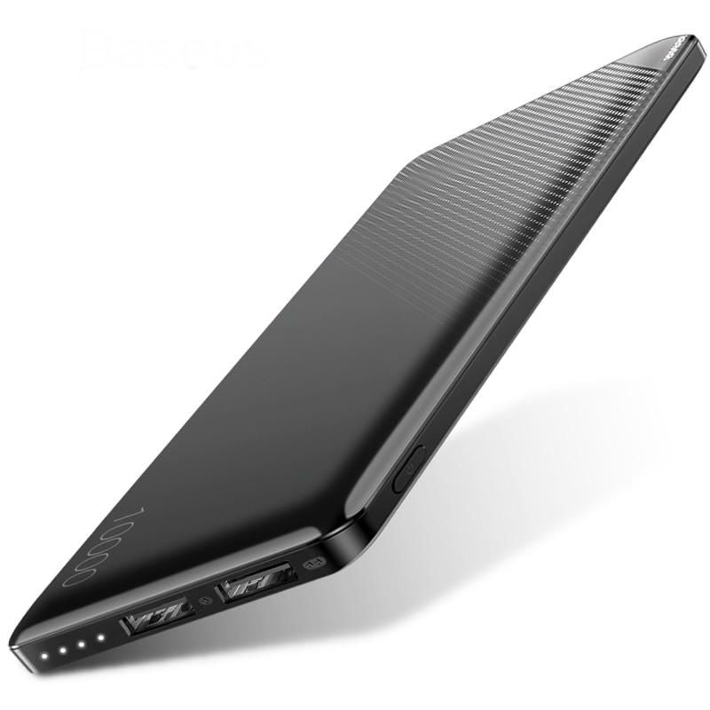 Bateria portátil ultrafina de 10000 mAh — USB duplo, indicadores LED