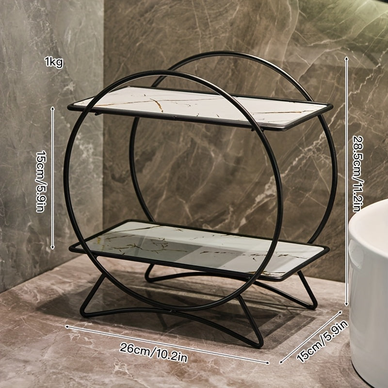 Organizer da bagno a due livelli con base a forma di orecchie di gatto | Elegante scaffale in metallo per cosmetici e prodotti per la cura della pelle | Meowbutter