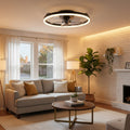 Modern Flush Mount Ceiling Fan — Integrated LED Lighting