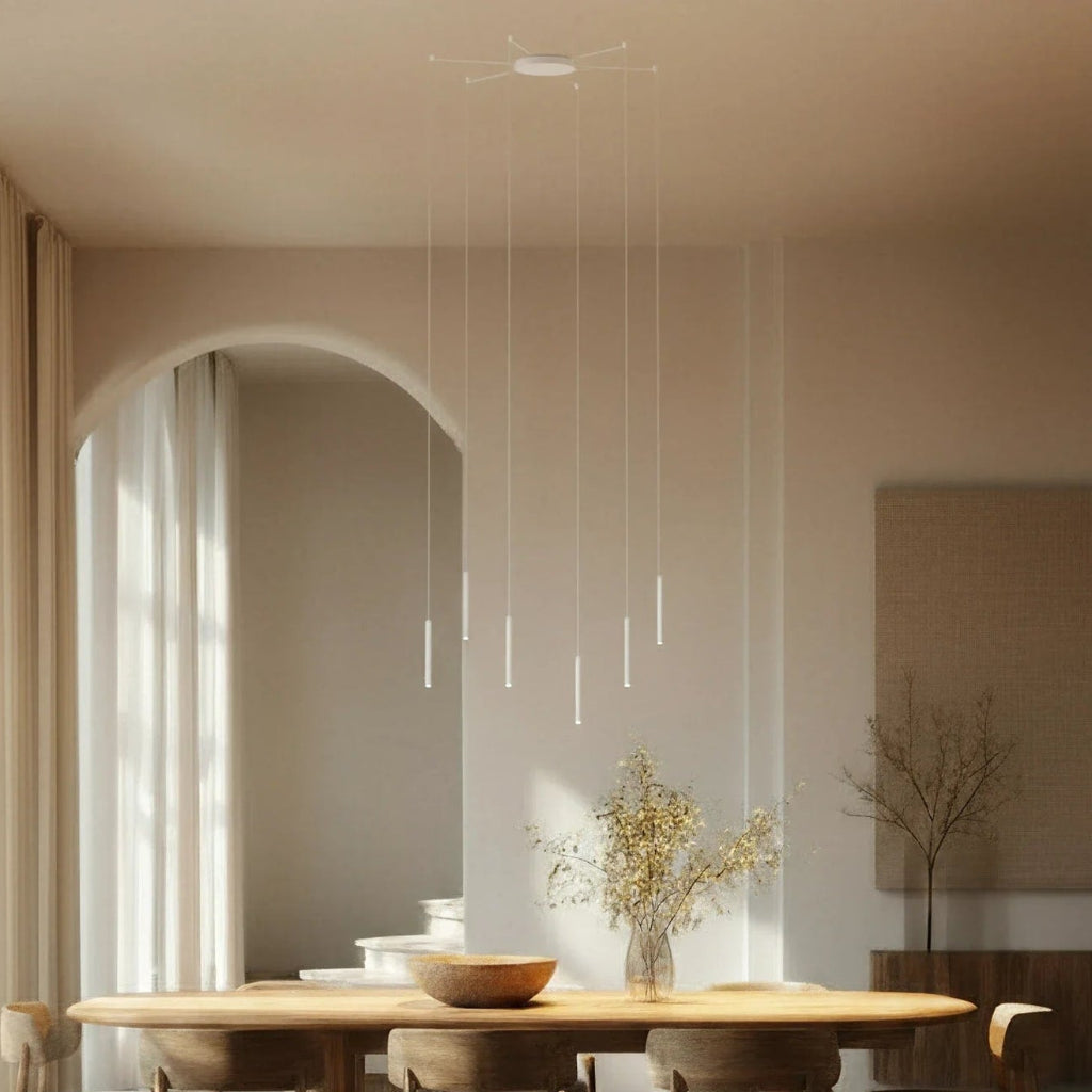 Modern Geometric Pendant Light — Height Adjustable Suspension Cable