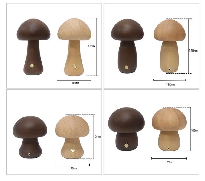 MiraGlow | Wooden Mushroom LED Night Light With Touch Switch | Ambient Mood Lighting | Child-Friendly Lamp