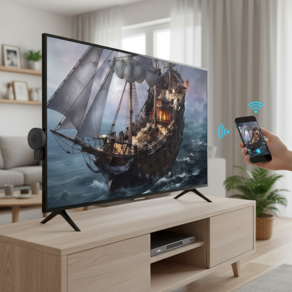 Reproductor multimedia Chromecast — adaptador HDMI compacto de 1080p, negro mate