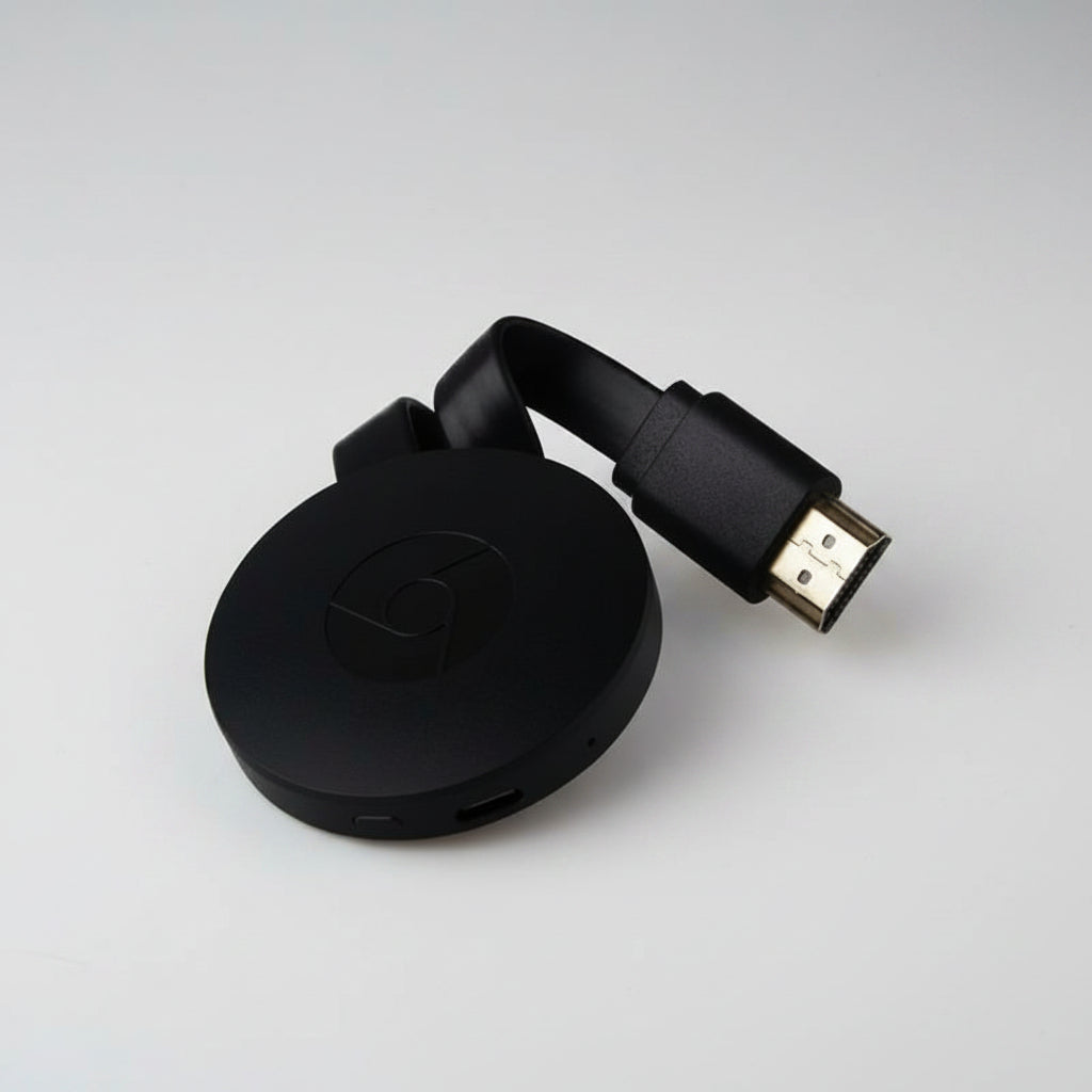 Reproductor multimedia Chromecast — adaptador HDMI compacto de 1080p, negro mate