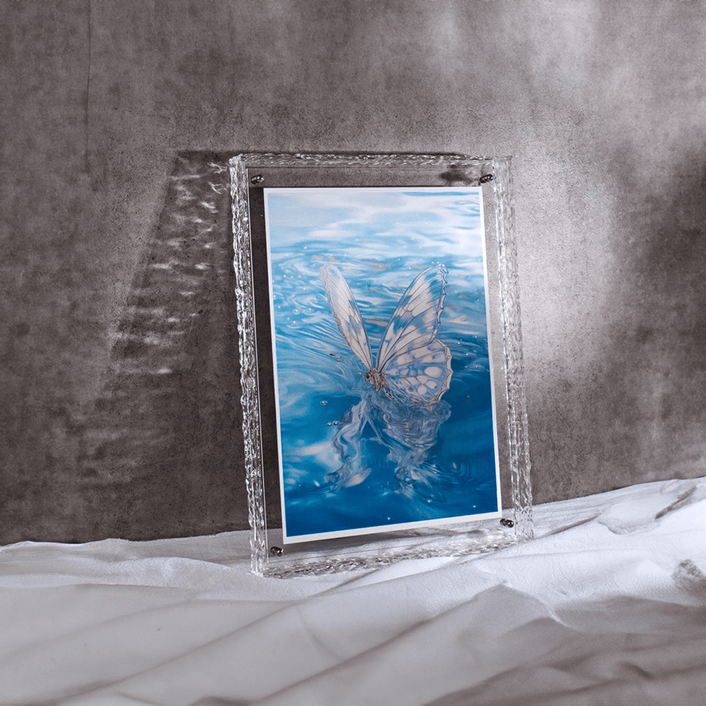 Portafoto in acrilico trasparente bifacciale — supporto da esposizione da A6 ad A4