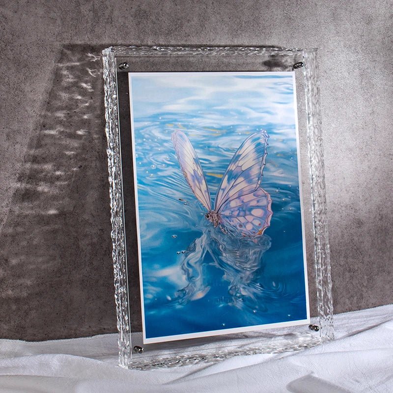 Portafoto in acrilico trasparente bifacciale — supporto da esposizione da A6 ad A4