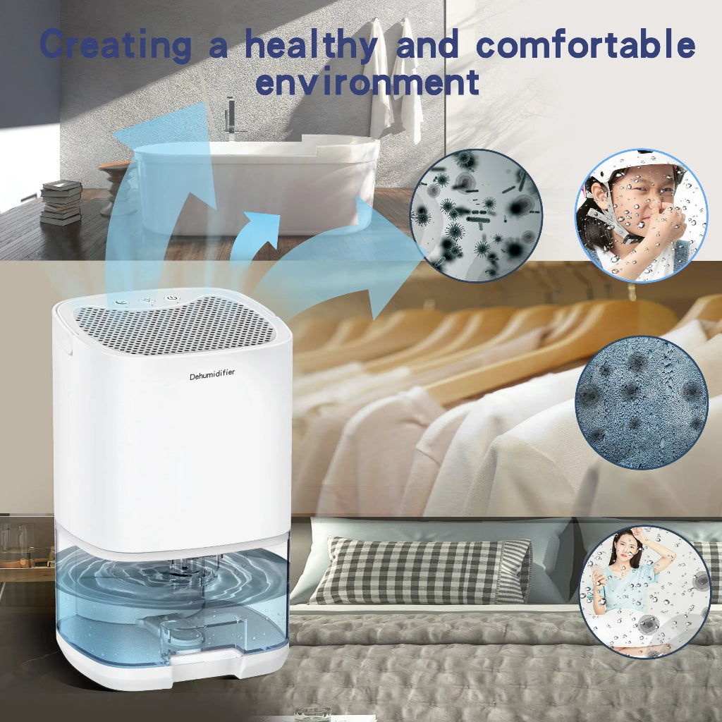 Deshumidificador portátil compacto — luz nocturna y refrigeración integradas