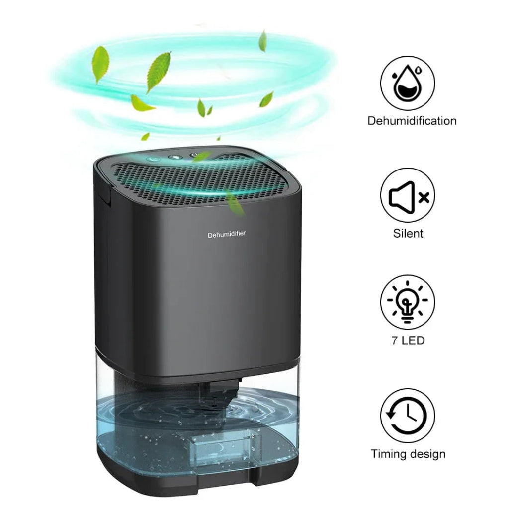 Deshumidificador portátil compacto — luz nocturna y refrigeración integradas