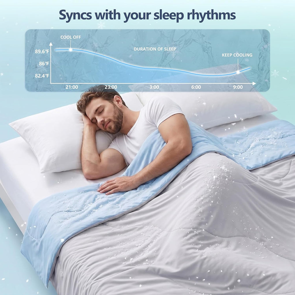 Cozy Nights Dwustronna chłodząca kołdra — rozmiar Queen, można prać w pralce, powierzchnia reagująca na chłód