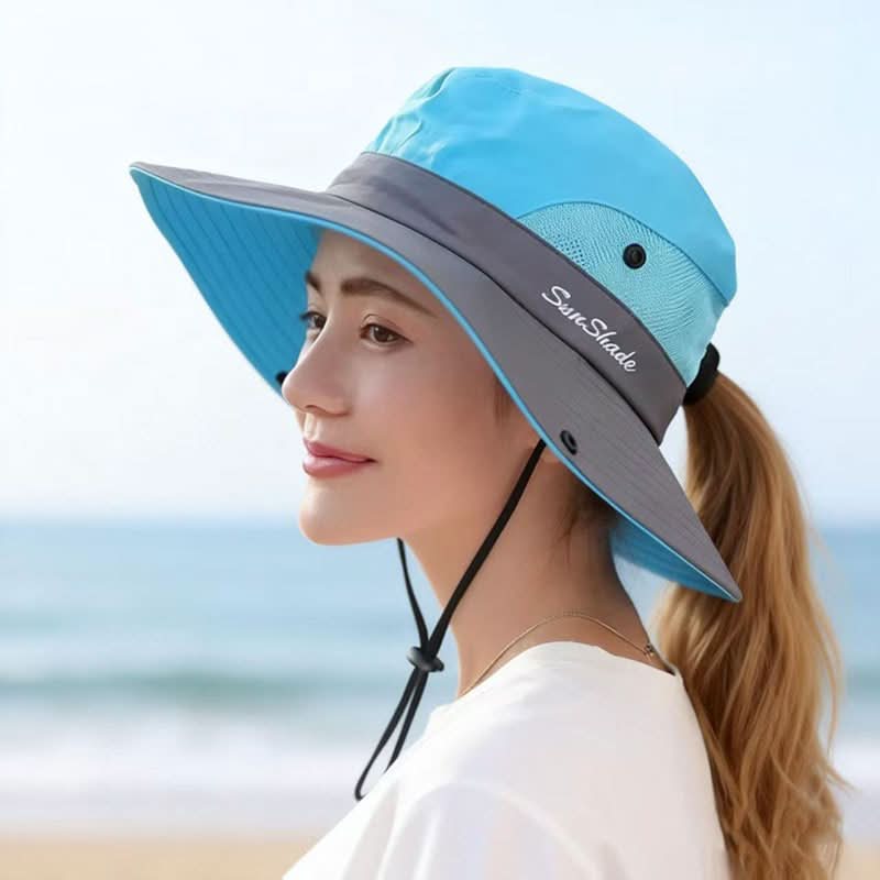 Cappello da esterno a tesa larga con design in rete traspirante | meowbutter