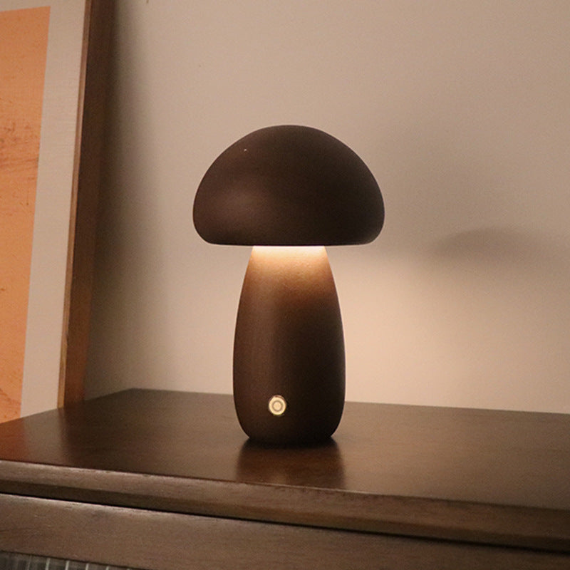 MiraGlow | Wooden Mushroom LED Night Light With Touch Switch | Ambient Mood Lighting | Child-Friendly Lamp