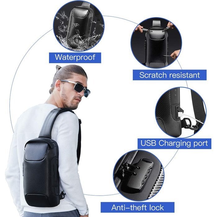 Waterproof Crossbody Bag - Anti-Theft Hidden Zip - USB 3.0 Charging Port - Oxford - Unisex | meowbutter