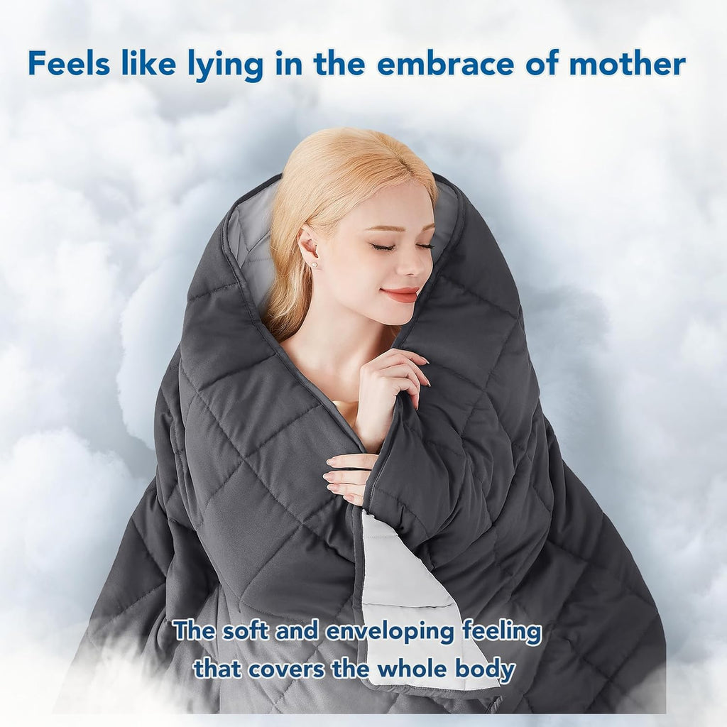 Pătură ponderată Cozy Comfort — țesătură din microfibră răcoritoare, umplutură cu reglare termică