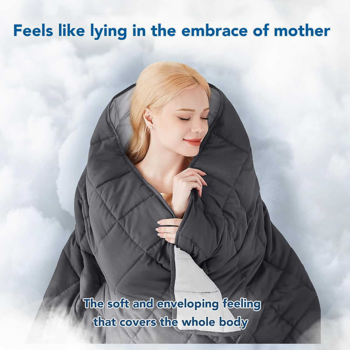 Pătură ponderată Cozy Comfort — țesătură din microfibră răcoritoare, umplutură cu reglare termică