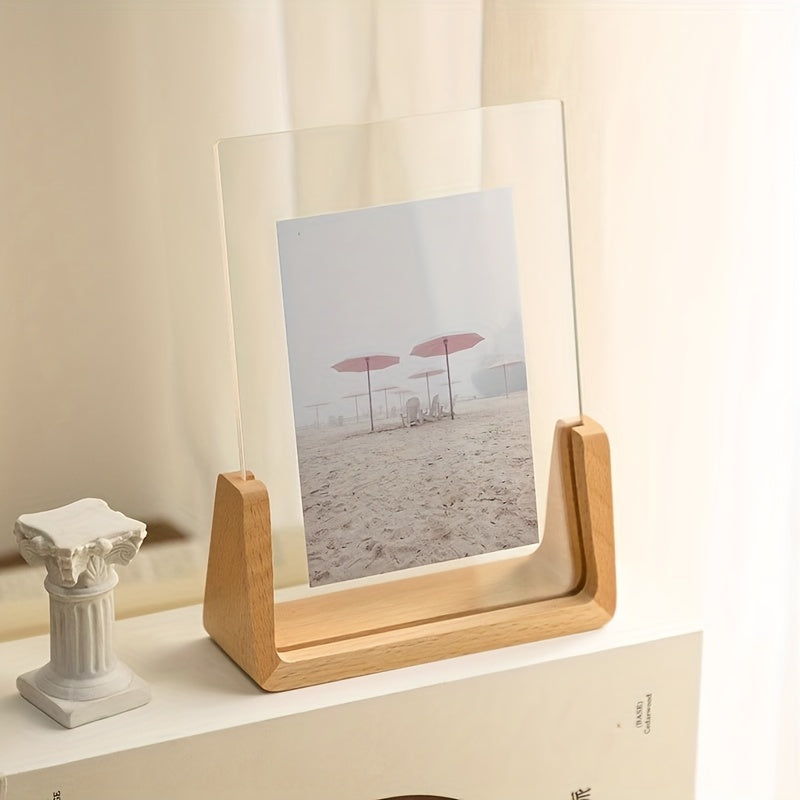 U-Shaped Acrylic & Wood Photo Frame | Modern Minimalist Display | Meowbutter