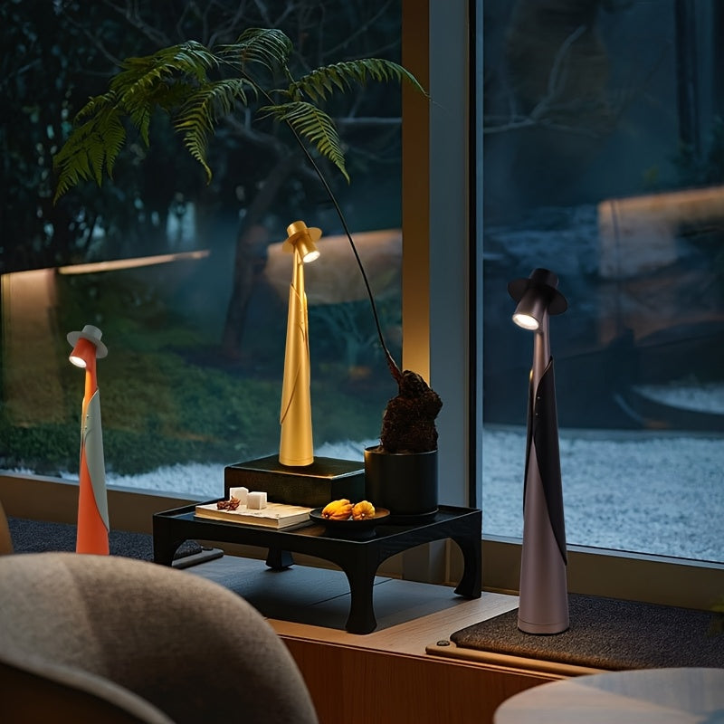 Kreativ genopladelig LED-bordlampe med touch — minimalistisk bordlampe formet som en hat