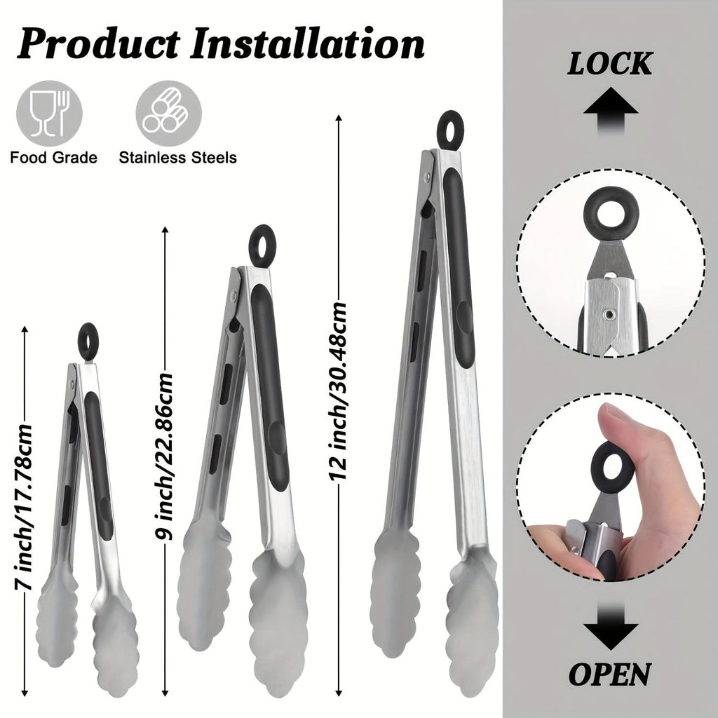 Stainless Steel Locking Kitchen Tongs | meowbutter