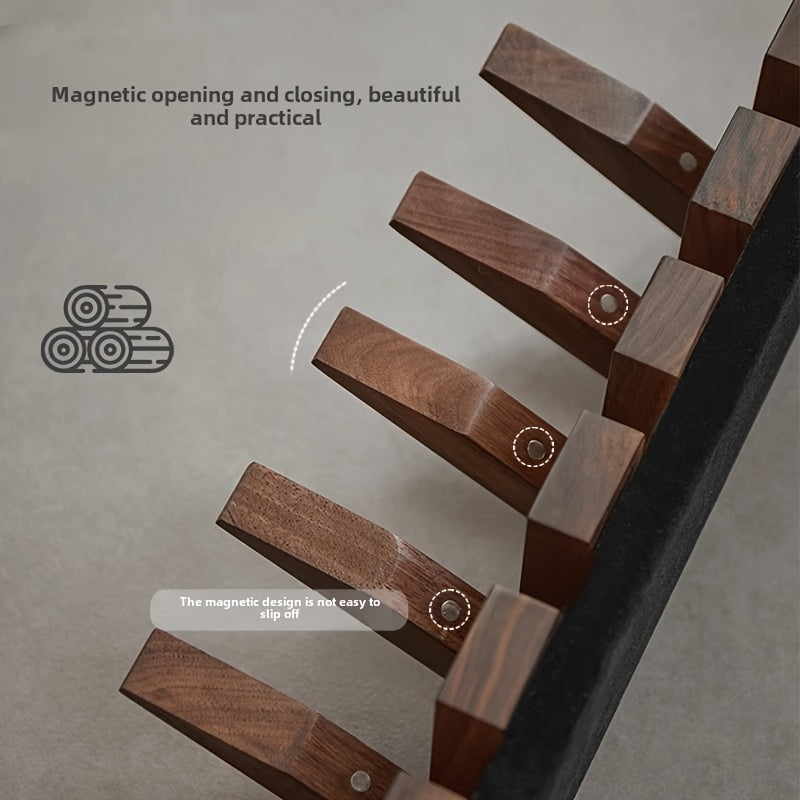 Six Unit Wooden Wall Hooks — Piano Key Fold Out Rack