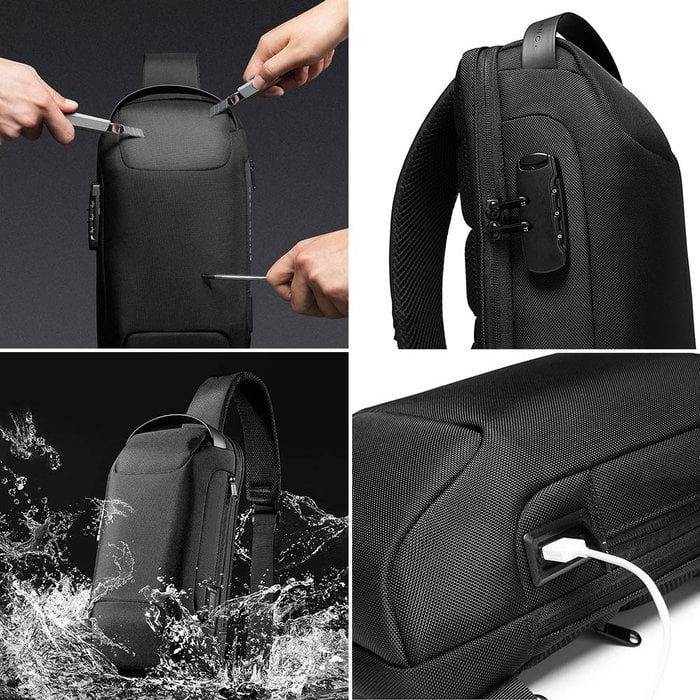 Waterproof Crossbody Bag - Anti-Theft Hidden Zip - USB 3.0 Charging Port - Oxford - Unisex | meowbutter
