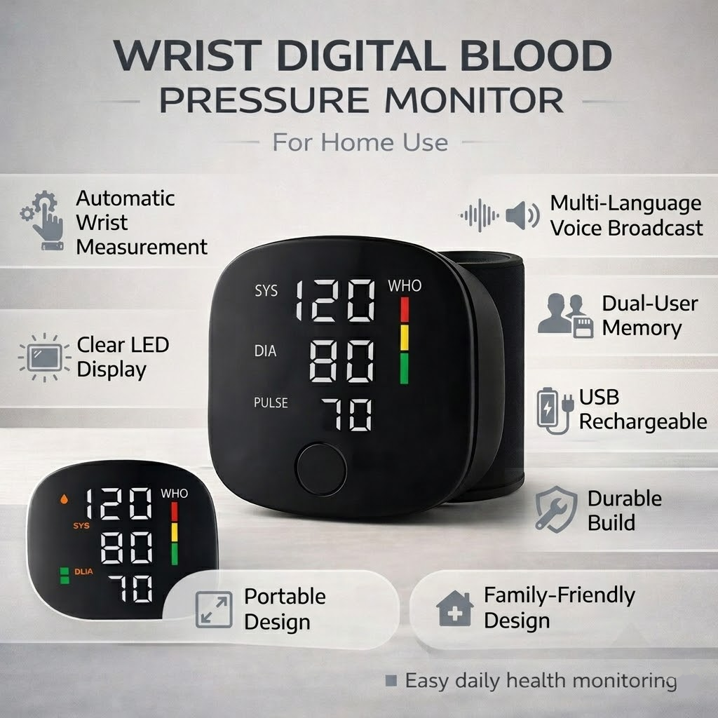 Digital Blood Pressure Monitor Wrist Automatic | Meowbutter