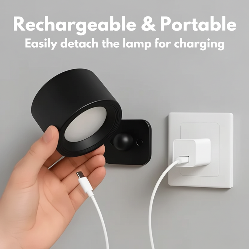 Nástěnné světlo s dobíjecí LED diodou a nastavitelným magnetickým držákem | Meowbutter