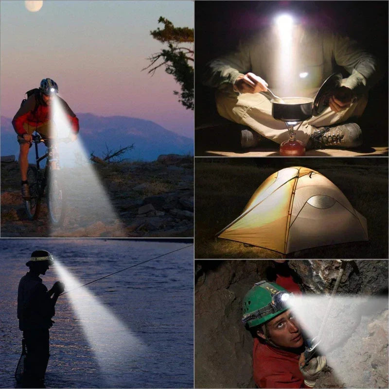 Lanterna de Cabeça LED - À Prova de Água - Zoom Ajustável - Recarregável por USB - Camping ao Ar Livre | meowbutter
