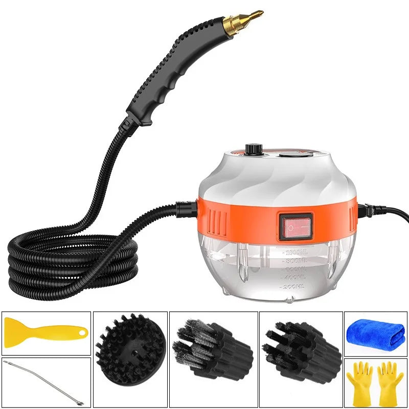 Vysokotlaký parní čistič - 2800W - Bez chemikálií - Pro kuchyň, auto a koupelnu - Oranžová a bílá | meowbutter