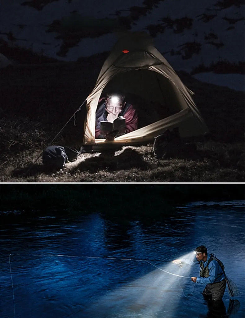 Lanterna de Cabeça LED - À Prova de Água - Zoom Ajustável - Recarregável por USB - Camping ao Ar Livre | meowbutter