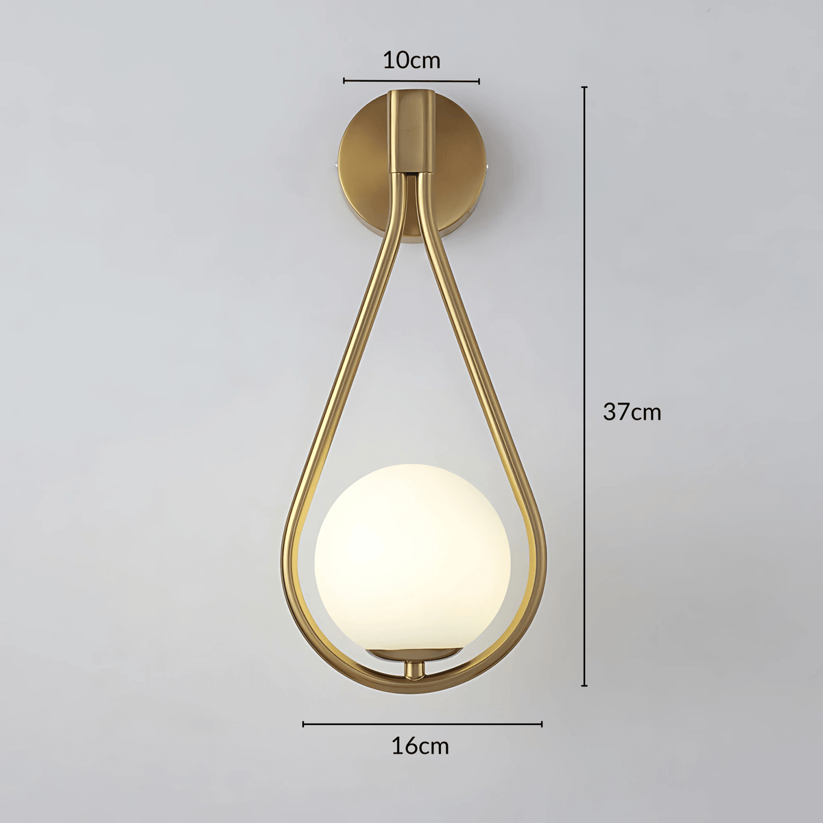 Lámpara de pared moderna en forma de gota - Estructura metálica y esfera de vidrio esmerilado