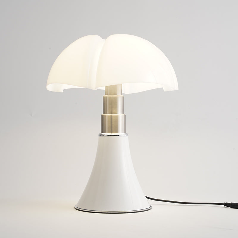 Lampada da tavolo a fungo rétro moderna — LED integrato, finitura lucida