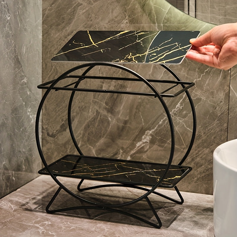Organizer da bagno a due livelli con base a forma di orecchie di gatto | Elegante scaffale in metallo per cosmetici e prodotti per la cura della pelle | Meowbutter